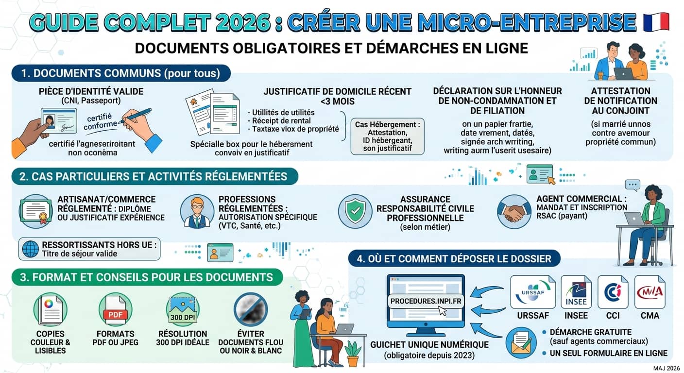 Quels documents pour créer une micro-entreprise ? Le guide complet 2026