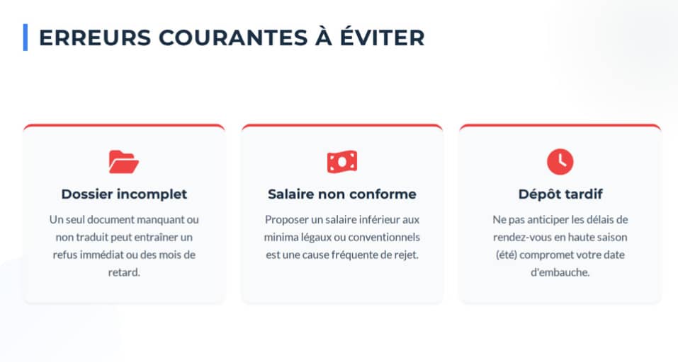 Erreurs courantes à éviter lors d’une demande de visa de travail en France